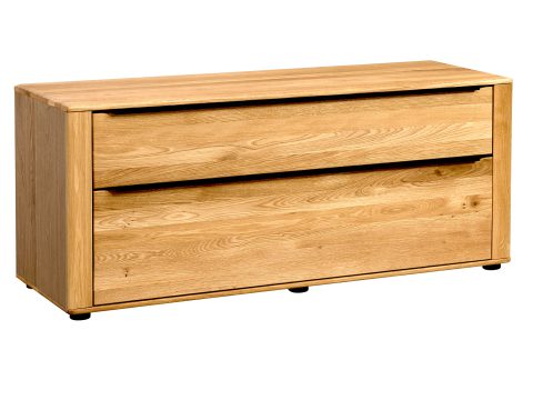 Nowoczesna komoda RTV z litego drewna bez uchwytów