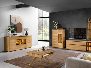 Miniaturka 3 - Nowoczesna aranżacja salonu z dębowymi meblami i stolikiem kawowym