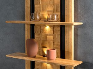 Miniaturka 1 - Zestaw półek wiszących z litego drewna i oświetleniem LED