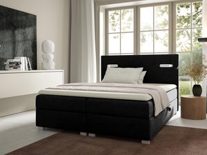 Miniaturka 5 - Łóżko tapicerowane w czarnym kolorze z nowoczesnym zagłówkiem