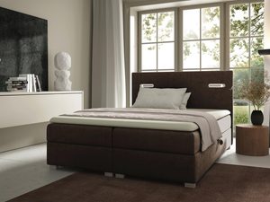 Miniaturka 2 - Łóżko tapicerowane w brązowym kolorze z nowoczesnym wykończeniem