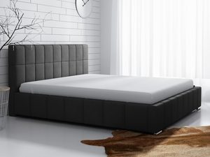 Miniaturka 1 - Czarne łóżko sypialniane z wysokim prostym zagłówkiem