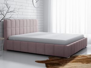 Miniaturka 5 - Pudrowo-różowe łóżko z ozdobnym przeszyciem i pojemnikiem