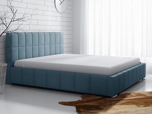 Miniaturka 3 - Błękitne łóżko z wysokim zagłówkiem w stylu skandynawskim