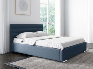 Miniaturka 5 - Granatowe łóżko z miękkim zagłówkiem do nowoczesnej sypialni