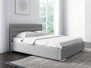 Miniaturka 4 - Klasyczne łóżko tapicerowane w kolorze szarym z niskim zagłówkiem