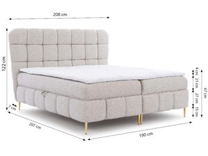 Miniaturka 8 - Beżowe łóżko tapicerowane z technicznymi wymiarami
