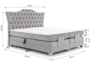 Miniaturka 1 - Szare łóżko tapicerowane z wysokim zagłówkiem z technicznymi wymiarami