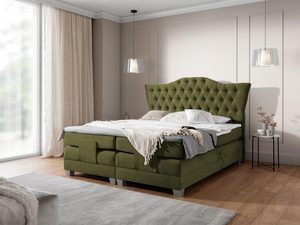 Miniaturka 4 - Zielone łóżko kontynentalne z pikowanym zagłówkiem – stylowe łóżko w wyrazistym, granatowym kolorze z eleganckim wykończeniem.