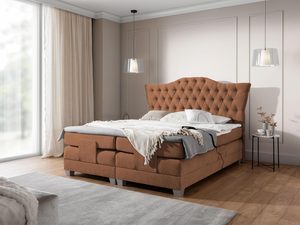 Miniaturka 5 - Brązowe łóżko kontynentalne z pikowanym zagłówkiem – eleganckie łóżko w ciepłym odcieniu brązu z klasycznym wykończeniem.