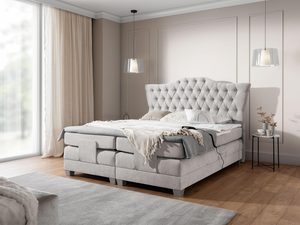 Miniaturka 7 - Beżowe łóżko kontynentalne z pikowanym zagłówkiem-eleganckie łóżko w klasycznym, beżowym odcieniu z miękkim zagłówkiem.