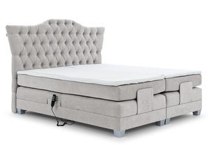 Miniaturka 15 - Szare łóżko kontynentalne z pikowanym zagłówkiem – stylowe łóżko z ozdobnym pikowaniem i schowkiem na pościel.