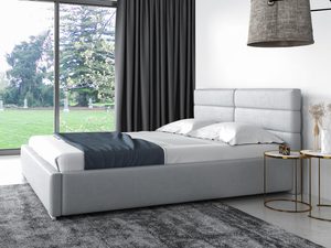 Miniaturka 2 - Szare łóżko z jasnym materacem i prostą formą