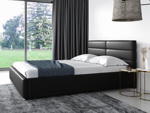 Miniaturka 5 - Łóżko czarno-białe z prostą konstrukcją do jasnej sypialni