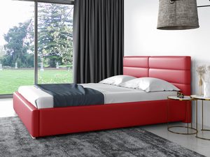 Miniaturka 4 - Nowoczesne łóżko czerwono-czarne z wysokim zagłówkiem