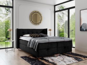 Miniaturka 11 - Czarne łóżko tapicerowane z prostym zagłówkiem i nowoczesnym wykończeniem – stylowe łóżko idealne do loftowych i industrialnych wnętrz.