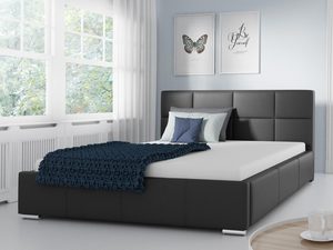 Miniaturka 8 - Czarne łóżko nowoczesne z eleganckim zagłówkiem