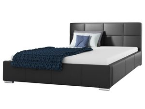 Miniaturka 2 - Czarne łóżko nowoczesne z eleganckim zagłówkiem