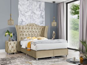 Miniaturka 2 - Luksusowe łóżko tapicerowane z wysokim zagłówkiem w stylu glamour