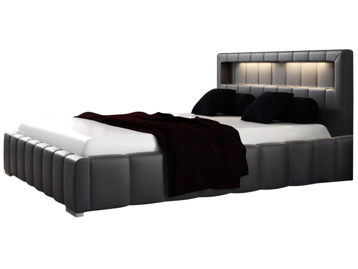 Luksusowe Tapicerowane Łóżko z Oświetleniem Led FABRIS