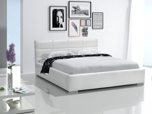 Miniaturka 2 - Białe nowoczesne łóżko tapicerowane do sypialni w stylu glamour