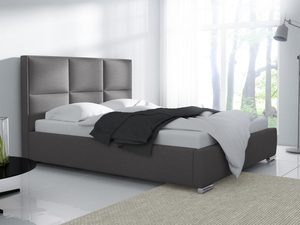 Miniaturka 4 - Grafitowe łóżko nowoczesne z gładkim zagłówkiem i niską ramą