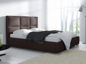 Miniaturka 2 - Czekoladowe łóżko z zagłówkiem i białą narzutą w klasycznej aranżacji