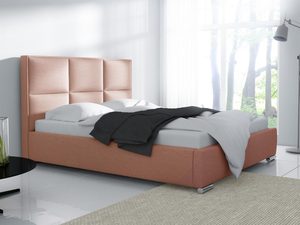 Miniaturka 6 - Łososiowe łóżko z pikowanym zagłówkiem i prostą formą