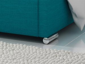 Miniaturka 9 - Noga łóżka z chromowanym wykończeniem i tkaniną w kolorze morskiej zieleni