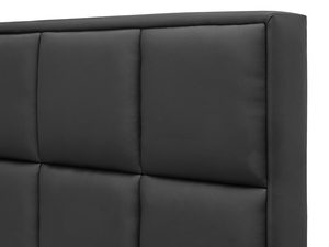 Miniaturka 2 - Zbliżenie na czarne łóżko z pikowaną tapicerką z ekoskóry