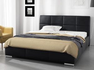 Miniaturka 4 - Czarne łóżko z wysokim zagłówkiem w nowoczesnym wnętrzu