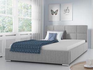 Miniaturka 11 - Ciemnoszare łóżko z tapicerowaną ramą i dwoma poduszkami