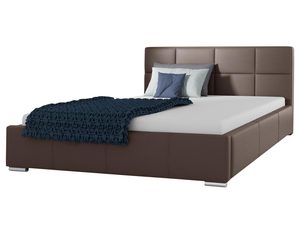 Miniaturka 4 - Brązowe łóżko z prostym zagłówkiem do sypialni klasycznej