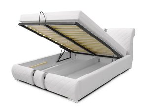 Miniaturka 2 - Białe łóżko z mechanizmem podnoszenia i pojemnikiem na pościel