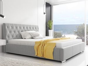 Miniaturka 5 - Szare łóżko sypialniane z dekoracyjnym pikowaniem w eleganckim wnętrzu