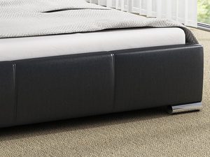 Miniaturka 9 - Czarne łóżko tapicerowane z nowoczesnym zagłówkiem i materacem