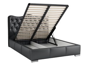 Miniaturka 8 - Czarne łóżko z pojemnikiem i pionowymi przeszyciami w nowoczesnej aranżacji