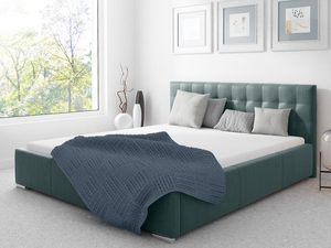 Miniaturka 4 - Zielone łóżko kontynentalne z pikowanym zagłówkiem – nowoczesne łóżko w głębokim zielonym kolorze, idealne do stylowych wnętrz.
