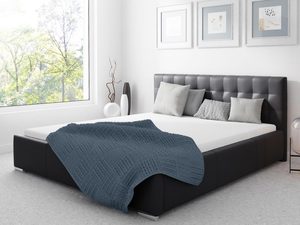 Miniaturka 10 - Łóżko tapicerowane w kolorze czarnym z prostym zagłówkiem – stylowe łóżko do sypialni, które wprowadza elegancję.