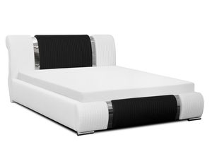 Miniaturka 1 - Czarno-białe łóżko tapicerowane z prostym zagłówkiem – stylowe łóżko z wyrazistym kontrastem, doskonałe do nowoczesnych sypialni.