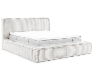 Miniaturka 1 - Jasno szare łóżko do sypialni w stylu glamour z dekoracyjną tapicerką