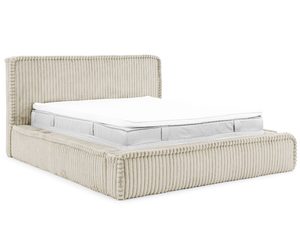 Miniaturka 3 - Jasnobeżowe łóżko tapicerowane z elegancką linią i niskim profilem