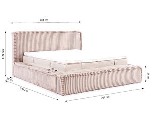 Miniaturka 8 - Wymiary łóżka tapicerowanego z zaokrągloną ramą i zagłówkiem