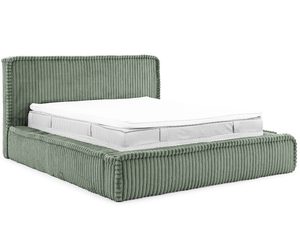 Miniaturka 6 - Zielone łóżko do sypialni z tapicerowanym korpusem i materacem