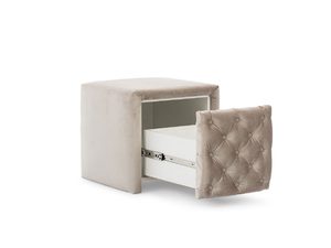 Miniaturka 1 - Szafka nocna pikowana, beżowa z szufladą, styl glamour