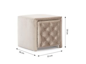 Miniaturka 2 - Puf pikowany, beżowy, styl glamour z wymiarami technicznymi