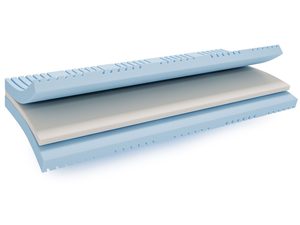 Miniaturka 3 - Przekrój nowoczesnego materaca z profilowaną powierzchnią i pianką