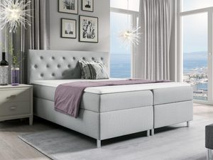 Miniaturka 1 - Łóżko tapicerowane w szarym kolorze z wysokim pikowanym zagłówkiem