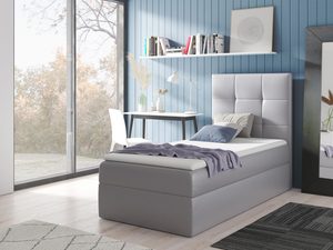 Miniaturka 2 - Szare łóżko z wycięciem po bokach – nowoczesna wersja klasyki.