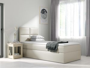 Miniaturka 5 - Beżowe łóżko z niskim zagłówkiem – klasyczny design, bez pojemnika.